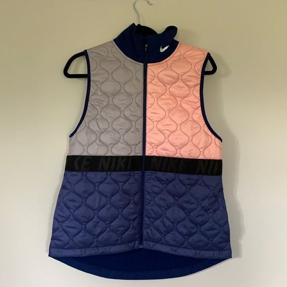 Nike colour block running vest pink blue grey